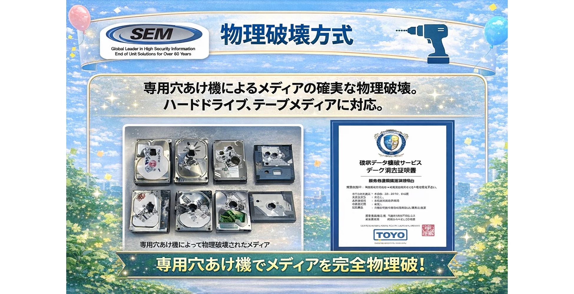 物理破壊 HDD SSD 穿孔