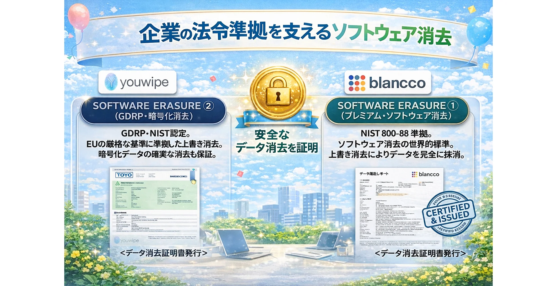 ソフトウェアデータ消去 Blancco・youwipe